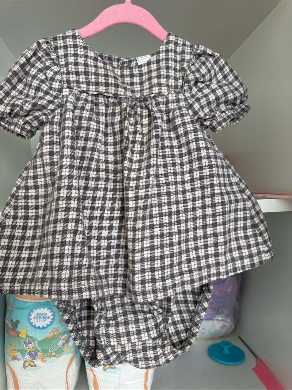 Carter's Gray and White Plaid Baby Dress with Bloomers
